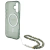 Чехол Guess IML Glitter with Pearl Strap для iPhone 16 Green with MagSafe (GUHMP16SHGCRELSA)