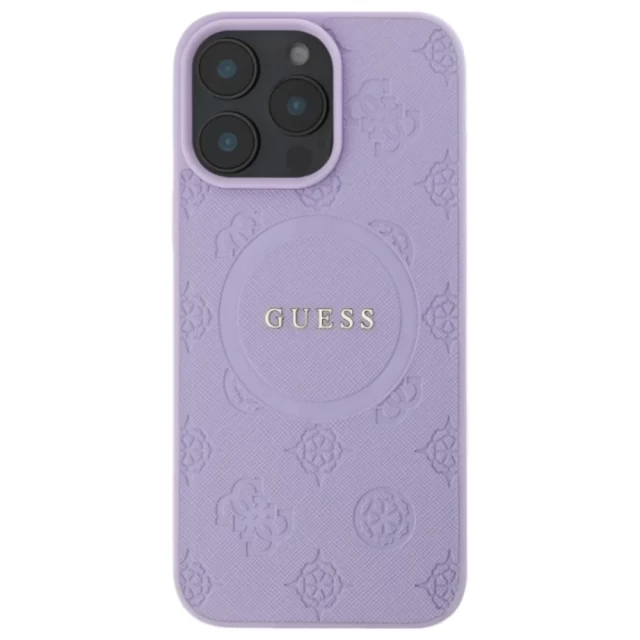 Чехол Guess Saffiano Peony Classic Logo для iPhone 16 Pro Purple with MagSafe (GUHMP16LPSAPSMEU)