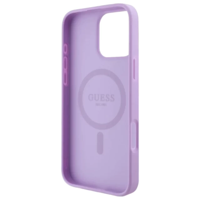 Чехол Guess Saffiano Peony Classic Logo для iPhone 16 Pro Purple with MagSafe (GUHMP16LPSAPSMEU)