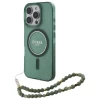 Чехол Guess IML Glitter with Pearl Strap для iPhone 16 Pro Green with MagSafe (GUHMP16LHGCRELSA)