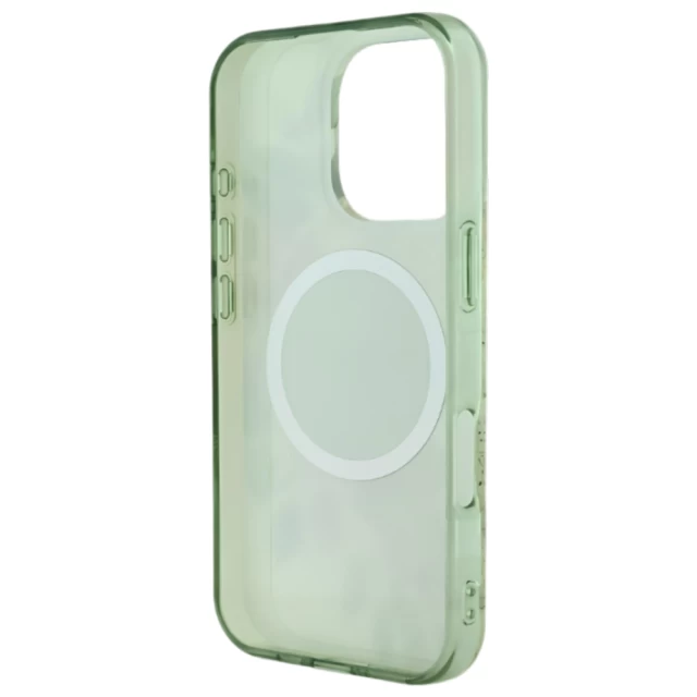 Чехол Guess IML Flower & Tonal Circle для iPhone 16 Pro Green with MagSafe (GUHMP16LHFWBDCEN)