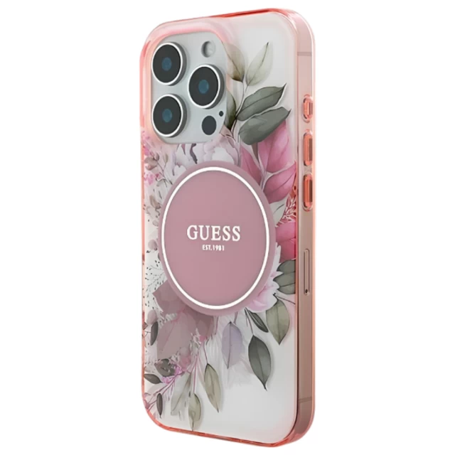 Чехол Guess IML Flower & Tonal Circle для iPhone 16 Pro Max Pink with MagSafe (GUHMP16XHFWBDCEP)