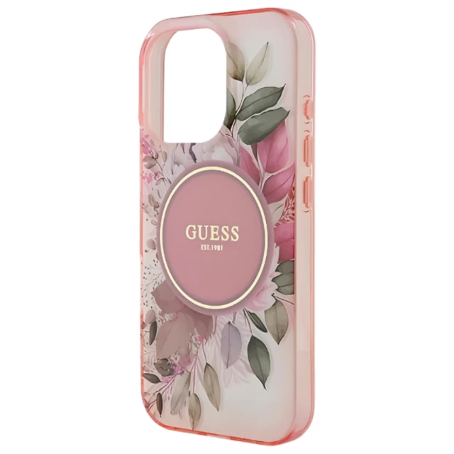 Чехол Guess IML Flower & Tonal Circle для iPhone 16 Pro Max Pink with MagSafe (GUHMP16XHFWBDCEP)