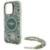 Чехол Guess IML Flowers Allover Electro with Pearl Strap для iPhone 16 Pro Green with MagSafe (GUHMP16LHCPOFPA)