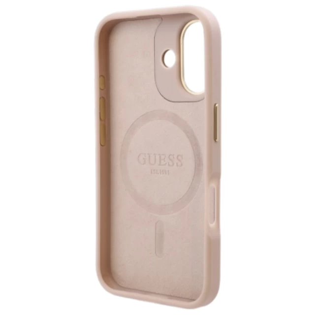 Чехол Guess 4G Logo Plate для iPhone 16 Pink with MagSafe (GUHMP16SU4GPRP)