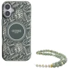 Чехол Guess IML Flowers Allover Electro with Pearl Strap для iPhone 16 Plus Green with MagSafe (GUHMP16MHCPOFPA)