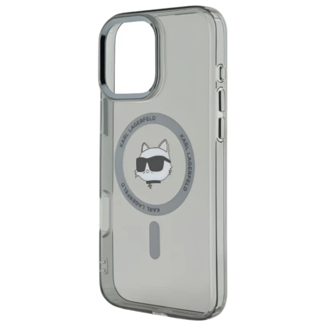 Чохол Karl Lagerfeld IML Metal Choupette Head для iPhone 16 Pro Max Black with MagSafe (KLHMP16XHLSCHK)