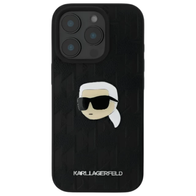 Чохол Karl Lagerfeld Monogram Karl Head Pin для iPhone 16 Pro Max Black (KLHCP16XPGKLKIPK)