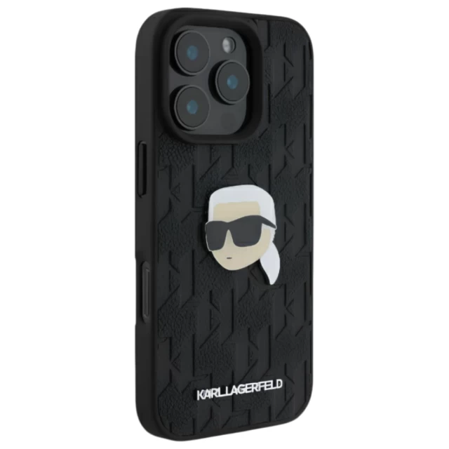 Чохол Karl Lagerfeld Monogram Karl Head Pin для iPhone 16 Pro Max Black (KLHCP16XPGKLKIPK)