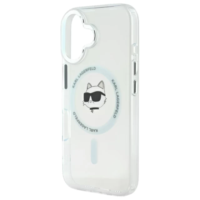 Чохол Karl Lagerfeld IML Metal Choupette Head для iPhone 16 Plus White with MagSafe (KLHMP16MHLSCHH)