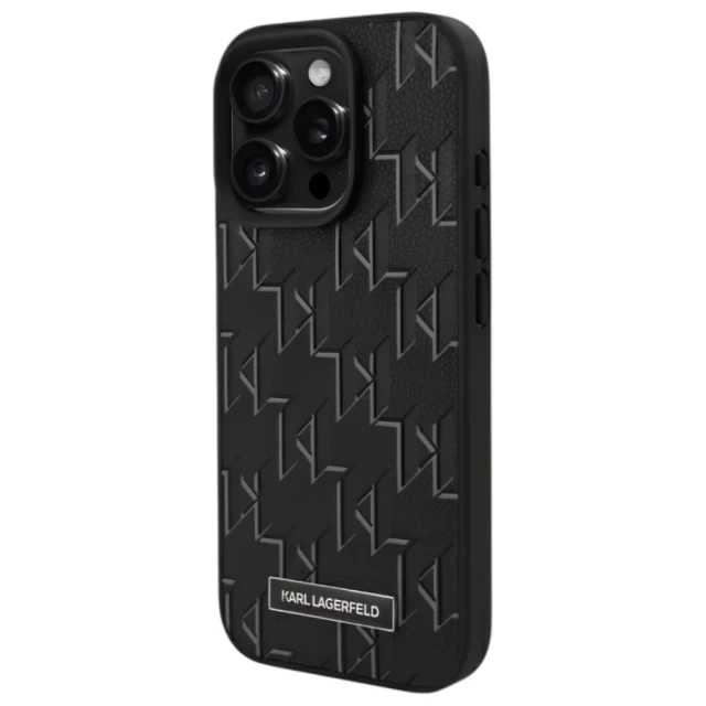 Чохол Karl Lagerfeld Leather Monogram Metal Logo для iPhone 16 Pro Black with MagSafe (KLHMP16LPKHPORPK)