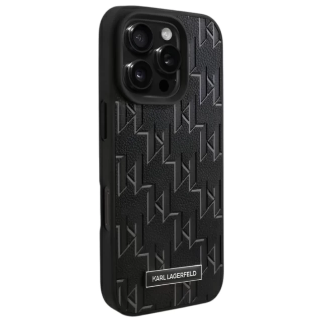 Чохол Karl Lagerfeld Leather Monogram Metal Logo для iPhone 16 Pro Black with MagSafe (KLHMP16LPKHPORPK)