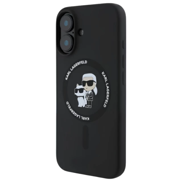 Чехол Karl Lagerfeld Silicone Karl & Choupette Ring для iPhone 16 Plus Black with MagSafe (KLHMP16MSCMKCRHK)