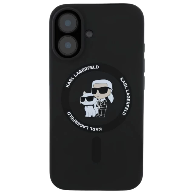 Чехол Karl Lagerfeld Silicone Karl & Choupette Ring для iPhone 16 Plus Black with MagSafe (KLHMP16MSCMKCRHK)