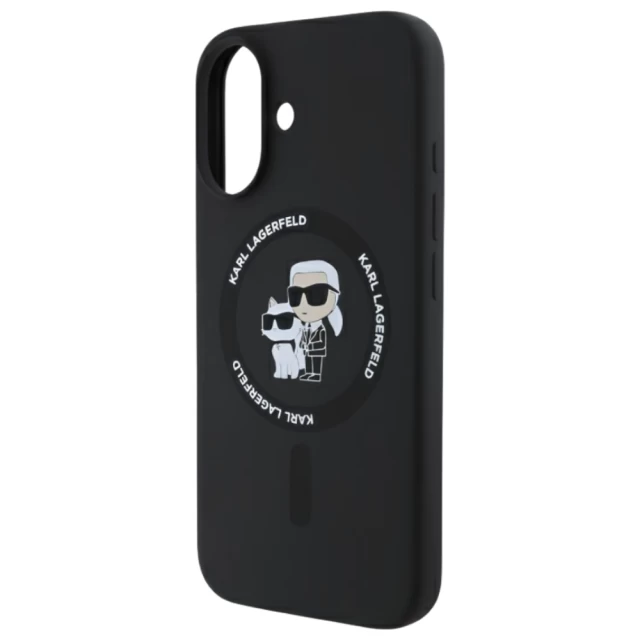 Чехол Karl Lagerfeld Silicone Karl & Choupette Ring для iPhone 16 Plus Black with MagSafe (KLHMP16MSCMKCRHK)