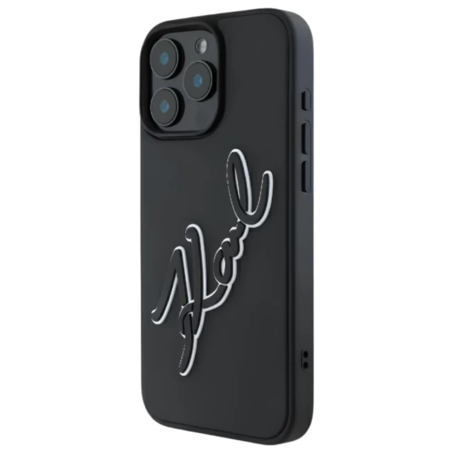 Чохол Karl Lagerfeld 3D Rubber Bicolor Signature для iPhone 16 Pro Black (KLHCP16L3DRKSDLK)