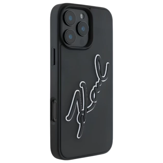 Чохол Karl Lagerfeld 3D Rubber Bicolor Signature для iPhone 16 Pro Black (KLHCP16L3DRKSDLK)