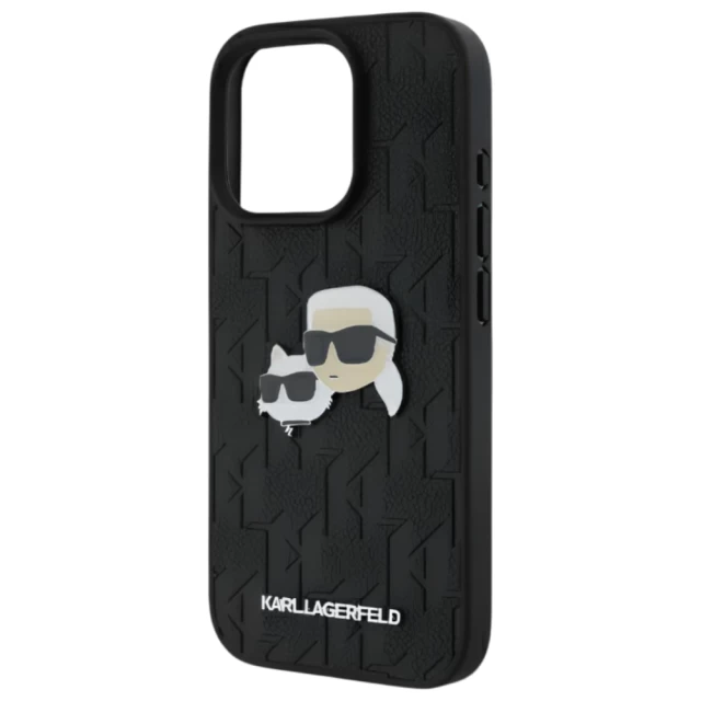 Чохол Karl Lagerfeld Monogram Karl & Choupette Head Pin для iPhone 16 Pro Max Black (KLHCP16XPGKLKCPK)