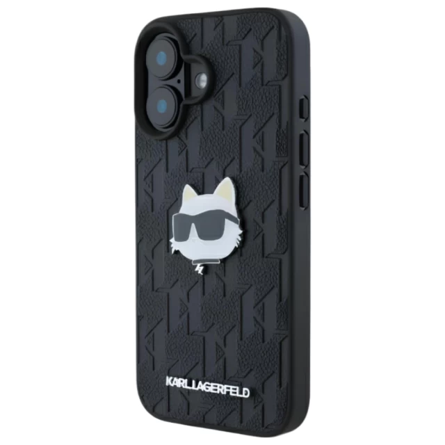 Чохол Karl Lagerfeld Monogram Choupette Head Pin для iPhone 16 Black (KLHCP16SPGKLCHPK)