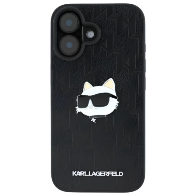 Чохол Karl Lagerfeld Monogram Choupette Head Pin для iPhone 16 Black (KLHCP16SPGKLCHPK)