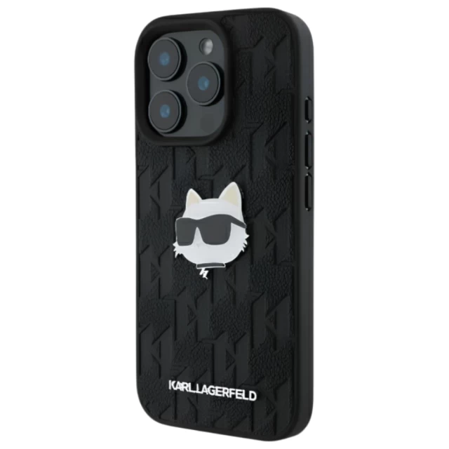 Чохол Karl Lagerfeld Monogram Choupette Head Pin для iPhone 16 Pro Black (KLHCP16LPGKLCHPK)