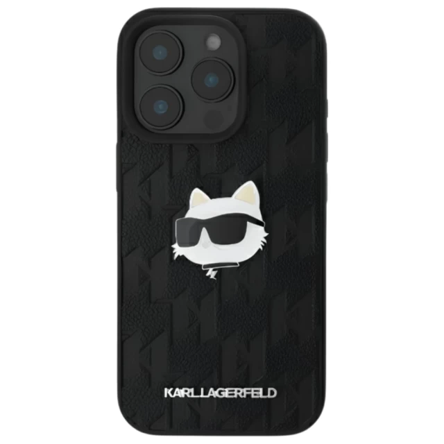 Чохол Karl Lagerfeld Monogram Choupette Head Pin для iPhone 16 Pro Black (KLHCP16LPGKLCHPK)