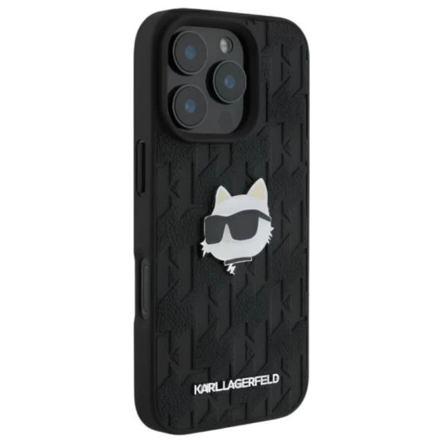 Чохол Karl Lagerfeld Monogram Choupette Head Pin для iPhone 16 Pro Black (KLHCP16LPGKLCHPK)