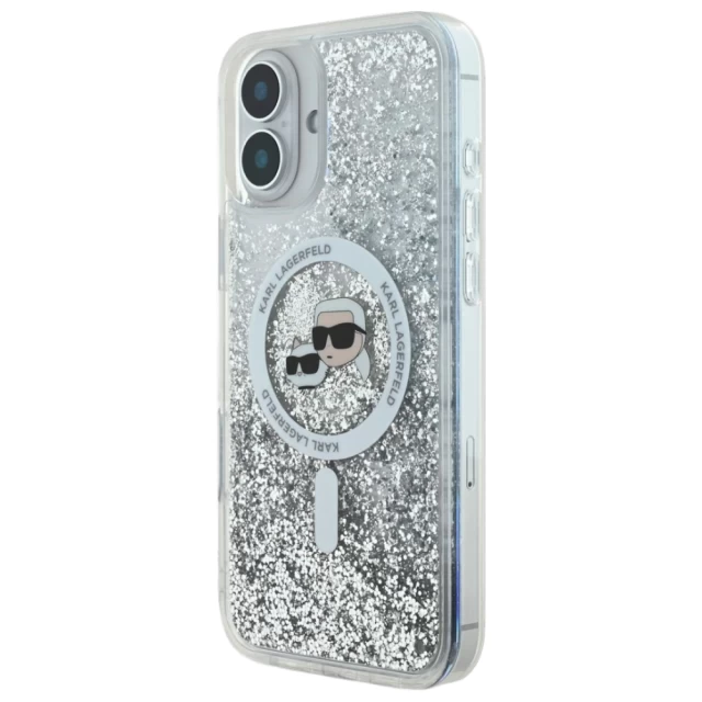 Чохол Karl Lagerfeld Liquid Glitter Karl & Choupette Head для iPhone 16 Transparent with MagSafe (KLHMP16SLGKCSGH)