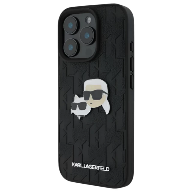 Чехол Karl Lagerfeld Monogram Karl & Choupette Head Pin для iPhone 16 Pro Black (KLHCP16LPGKLKCPK)