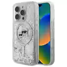 Чохол Karl Lagerfeld Liquid Glitter Karl & Choupette Head для iPhone 16 Pro Transparent with MagSafe (KLHMP16LLGKCSGH)