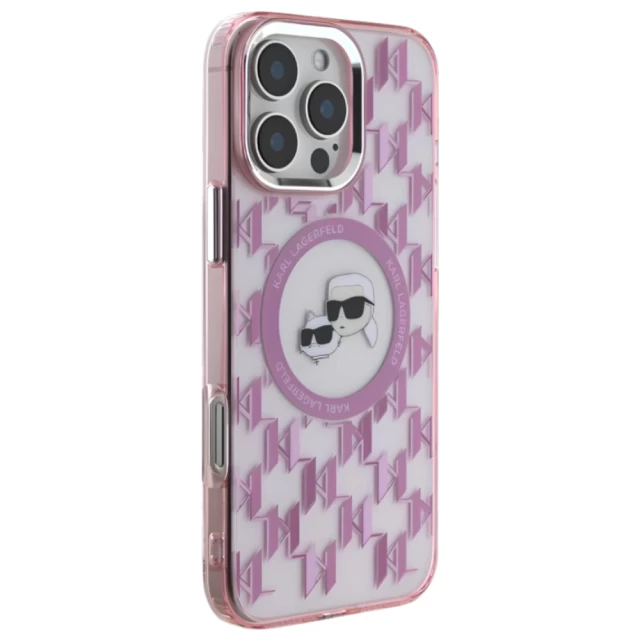 Чохол Karl Lagerfeld IML Monogram Karl & Choupette Head для iPhone 16 Pro Max Pink with MagSafe (KLHMP16XHMCKMHP)