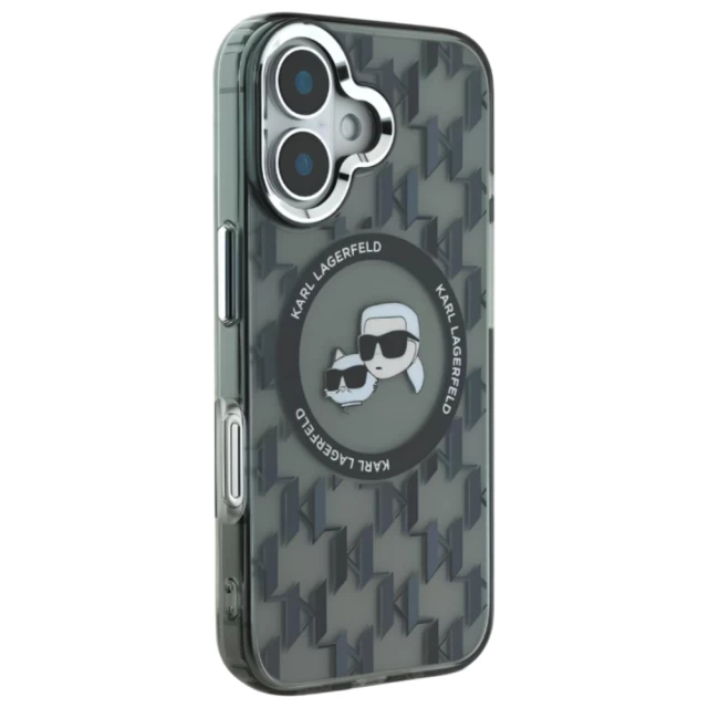 Чохол Karl Lagerfeld IML Monogram Karl & Choupette Head для iPhone 16 Black with MagSafe (KLHMP16SHMCKMHK)