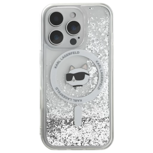 Чохол Karl Lagerfeld Liquid Glitter Choupette Head для iPhone 16 Pro Max Transparent with MagSafe (KLHMP16XLGCHSGH)