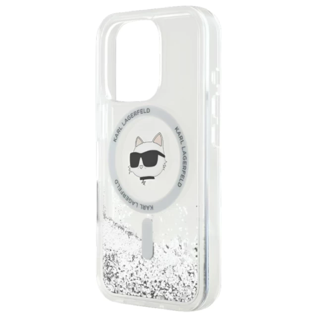 Чохол Karl Lagerfeld Liquid Glitter Choupette Head для iPhone 16 Pro Max Transparent with MagSafe (KLHMP16XLGCHSGH)