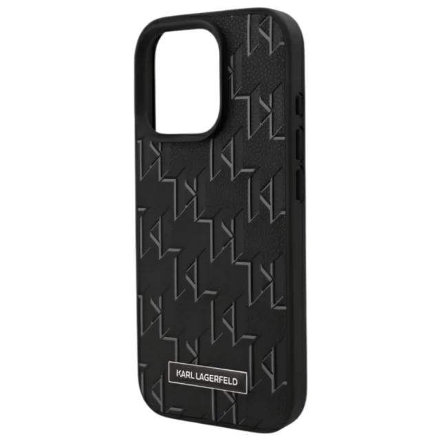 Чехол Karl Lagerfeld Leather Monogram Metal Logo для iPhone 16 Pro Max Black with MagSafe (KLHMP16XPKHPORPK)