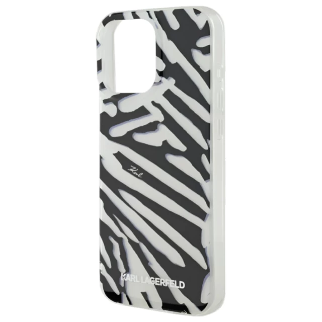 Чехол Karl Lagerfeld IML Zebra Pattern & Cord для iPhone 16 Pro Max Black (KLHCP16XHZBPKCCK)