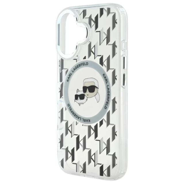 Чохол Karl Lagerfeld IML Monogram Karl & Choupette Head для iPhone 16 Transparent with MagSafe (KLHMP16SHMCKMHT)