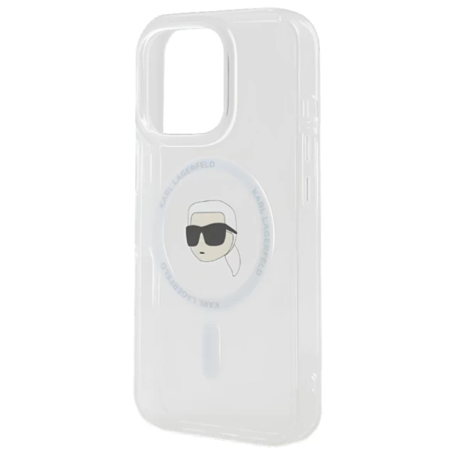 Чохол Karl Lagerfeld IML Metal Karl Head для iPhone 16 Pro Max White with MagSafe (KLHMP16XHLSKIH)