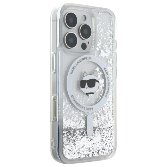 Чохол Karl Lagerfeld Liquid Glitter Choupette Head для iPhone 16 Pro Transparent with MagSafe (KLHMP16LLGCHSGH)