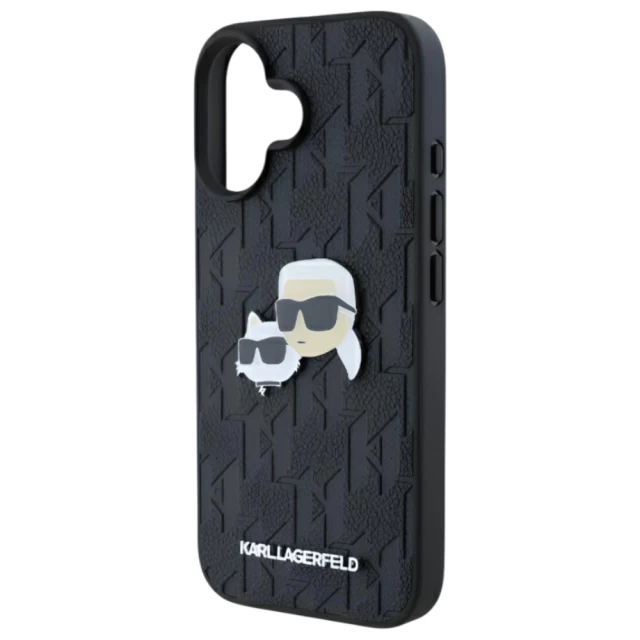 Чохол Karl Lagerfeld Monogram Karl & Choupette Head Pin для iPhone 16 Black (KLHCP16SPGKLKCPK)