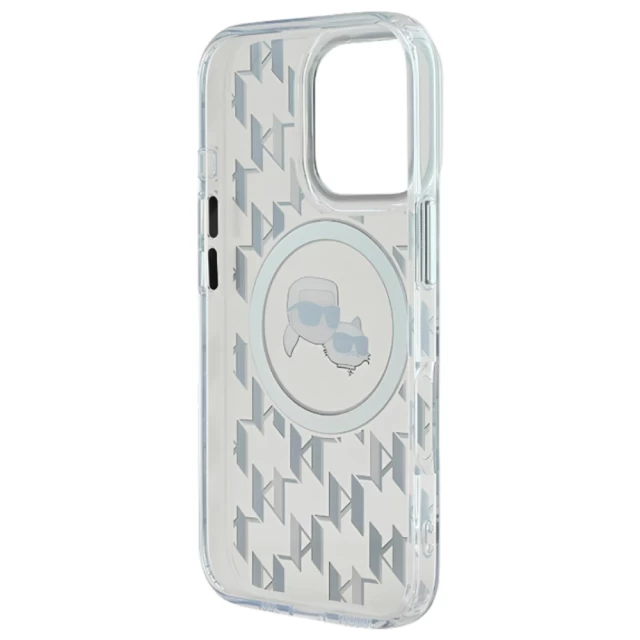 Чехол Karl Lagerfeld IML Monogram Karl & Choupette Head для iPhone 16 Pro Transparent with MagSafe (KLHMP16LHMCKMHT)