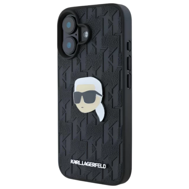 Чохол Karl Lagerfeld Monogram Karl Head Pin для iPhone 16 Black (KLHCP16SPGKLKIPK)