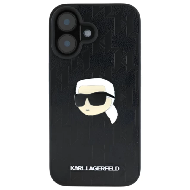 Чохол Karl Lagerfeld Monogram Karl Head Pin для iPhone 16 Black (KLHCP16SPGKLKIPK)