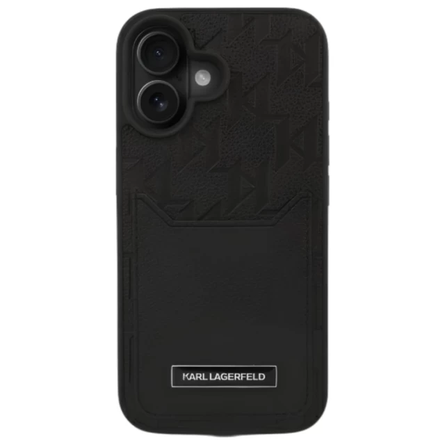 Чохол Karl Lagerfeld Cardslots Monogram для iPhone 16 Black (KLHCP16SPGKHPRPK)