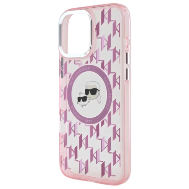 Чехол Karl Lagerfeld IML Monogram Karl & Choupette Head для iPhone 16 Pro Pink with MagSafe (KLHMP16LHMCKMHP)