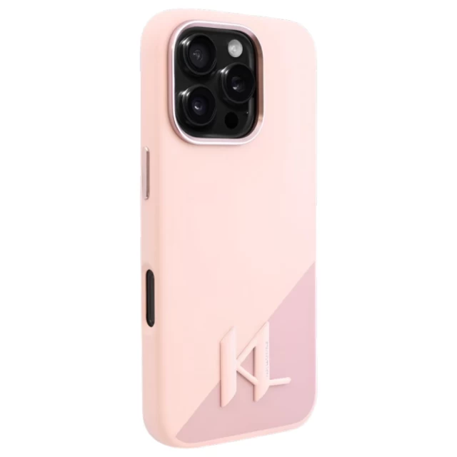 Чохол Karl Lagerfeld Silicone Shadow Metal Initial для iPhone 16 Pro Max Pink with MagSafe (KLHMP16XSCMKMPCP)