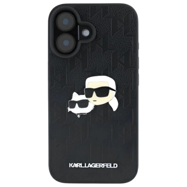 Чехол Karl Lagerfeld Monogram Karl & Choupette Head Pin для iPhone 16 Plus Black (KLHCP16MPGKLKCPK)