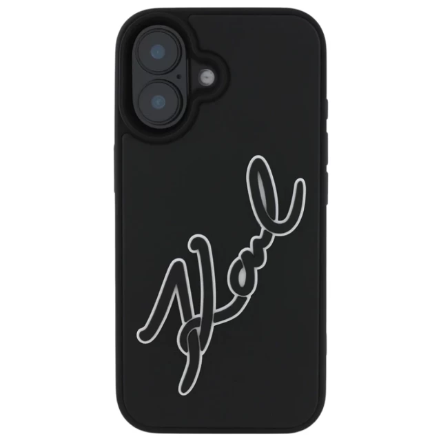 Чохол Karl Lagerfeld 3D Rubber Bicolor Signature для iPhone 16 Black (KLHCP16S3DRKSDLK)