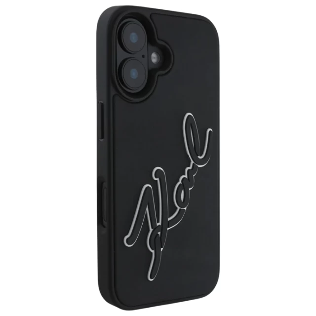 Чохол Karl Lagerfeld 3D Rubber Bicolor Signature для iPhone 16 Black (KLHCP16S3DRKSDLK)