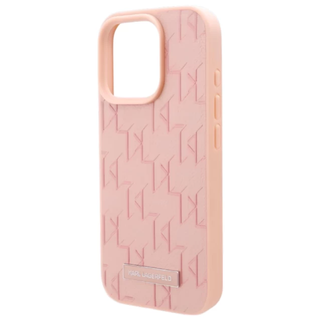 Чохол Karl Lagerfeld Leather Monogram Metal Logo для iPhone 16 Pro Pink with MagSafe (KLHMP16LPKHPORPP)